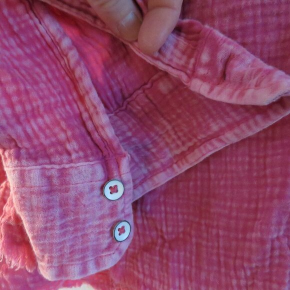 KITTENISH X FLAG & ANTHEM Morgan Boyfriend Shirt in Fuchsia Pink Casual Size XL - Picture 13 of 14